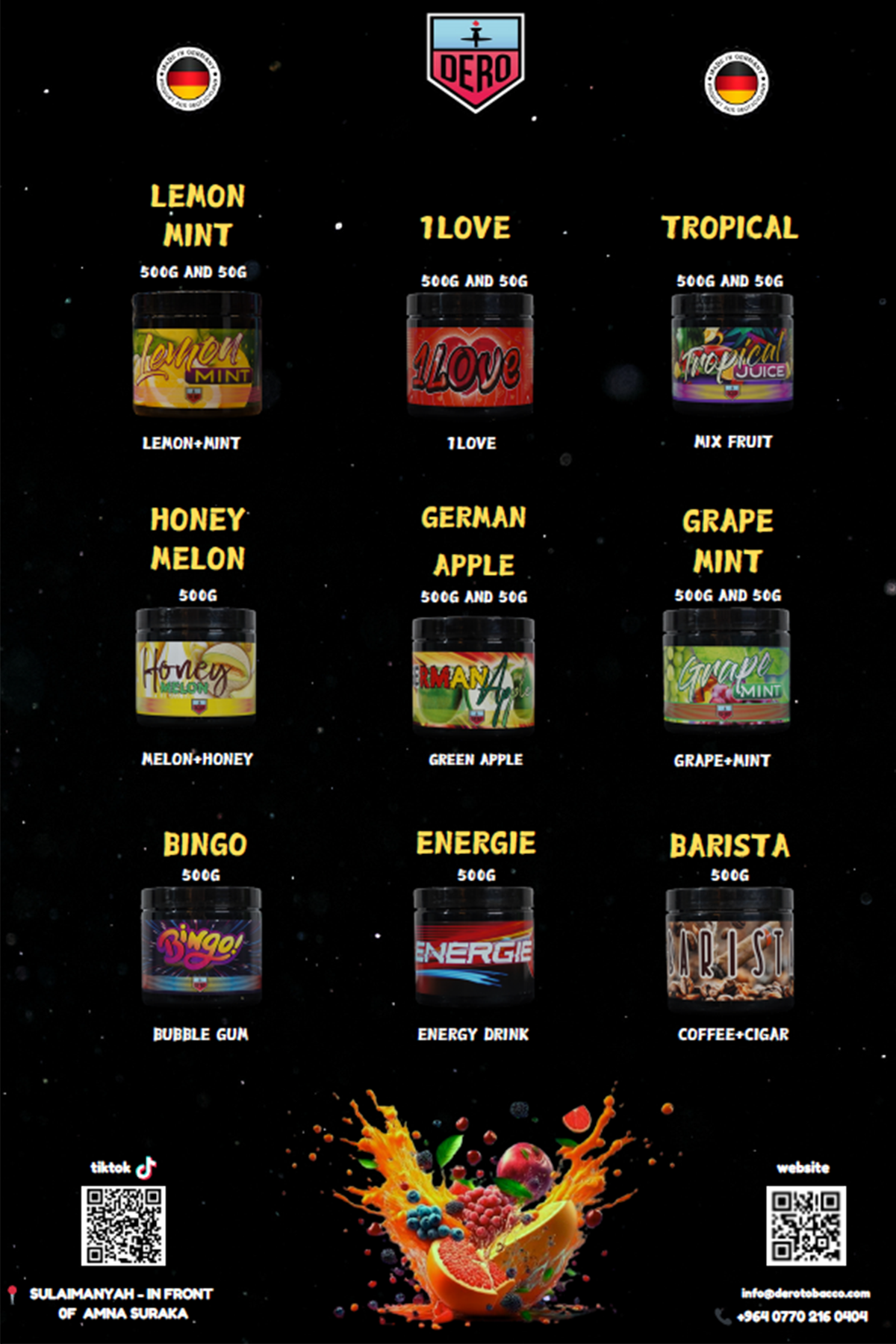 Dero Tobacco shisha flavour catalogue, page 1